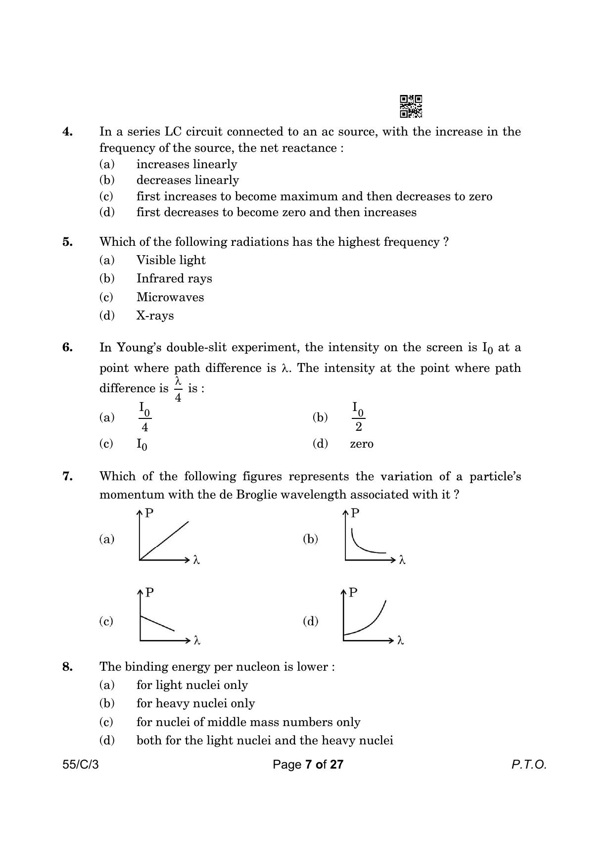 CBSE Class 12 55-3 Physics 2023 (Compartment) Question Paper - Page 7