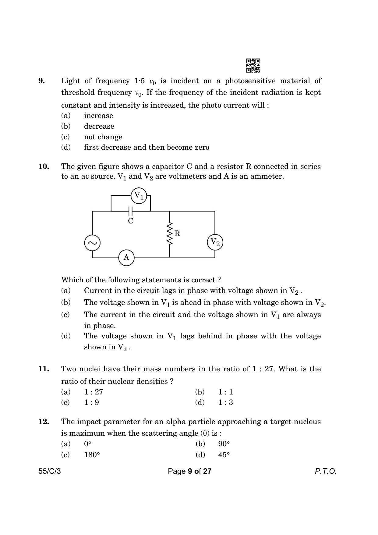 CBSE Class 12 55-3 Physics 2023 (Compartment) Question Paper - Page 9