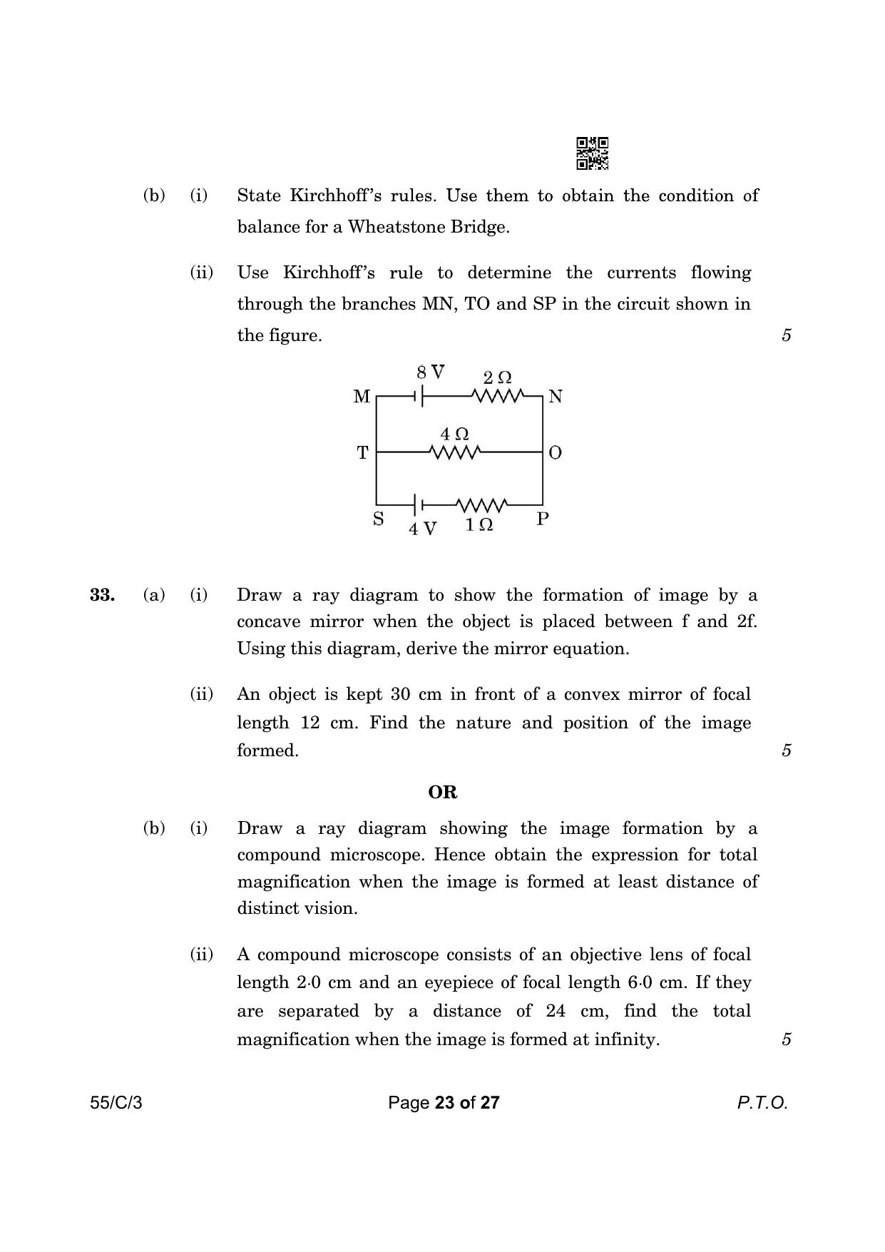 CBSE Class 12 55-3 Physics 2023 (Compartment) Question Paper - Page 23