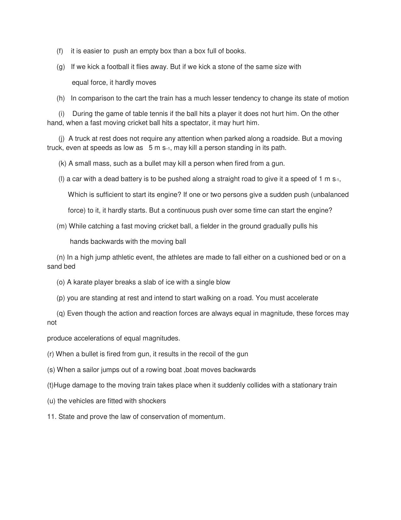 CBSE Worksheets for Class 9 Physics Force and Laws of Motion Assignment 2 - Page 2