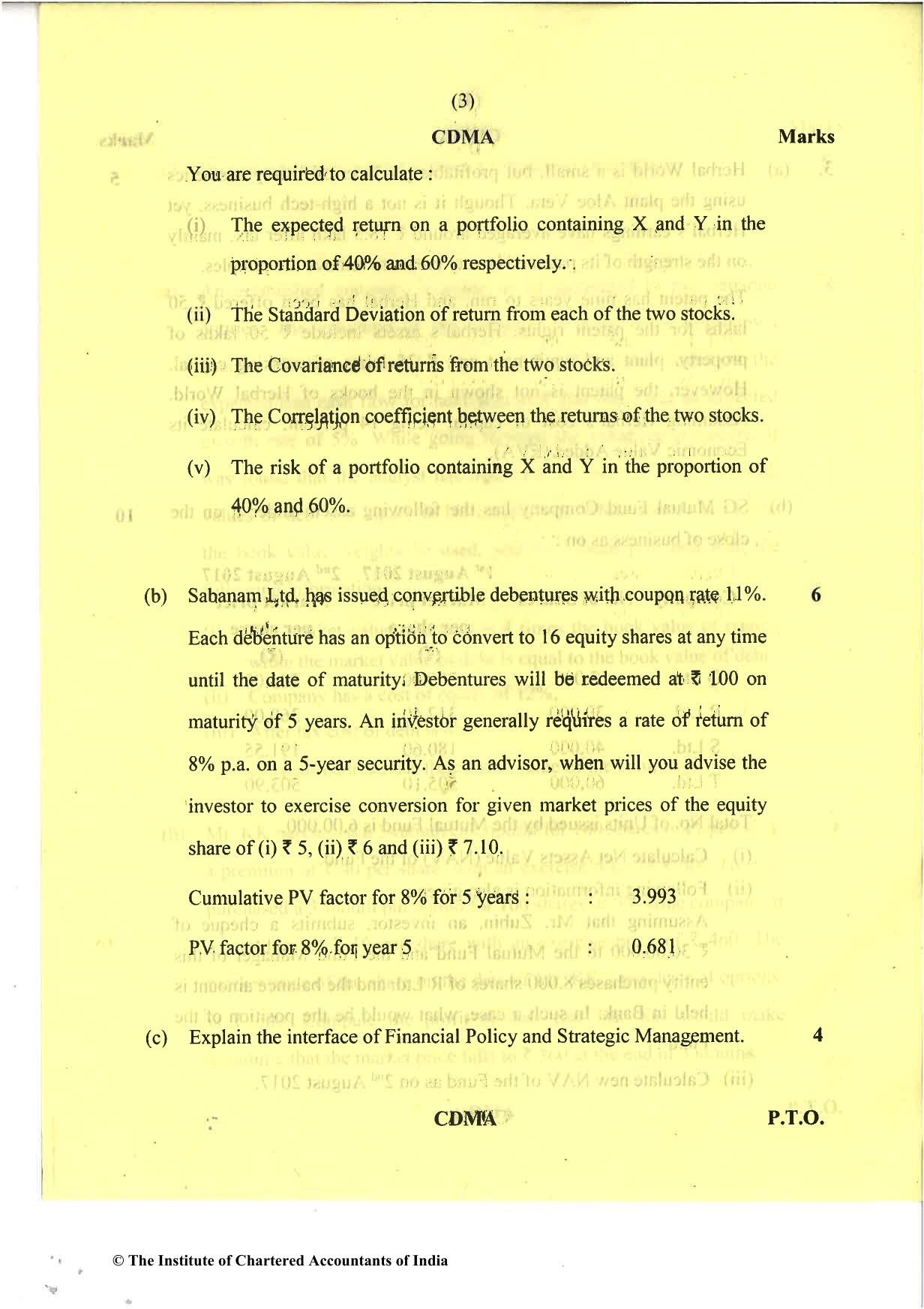 CA Final May 2018 Question Paper - Paper 2 – Strategic Financial Management - Page 3