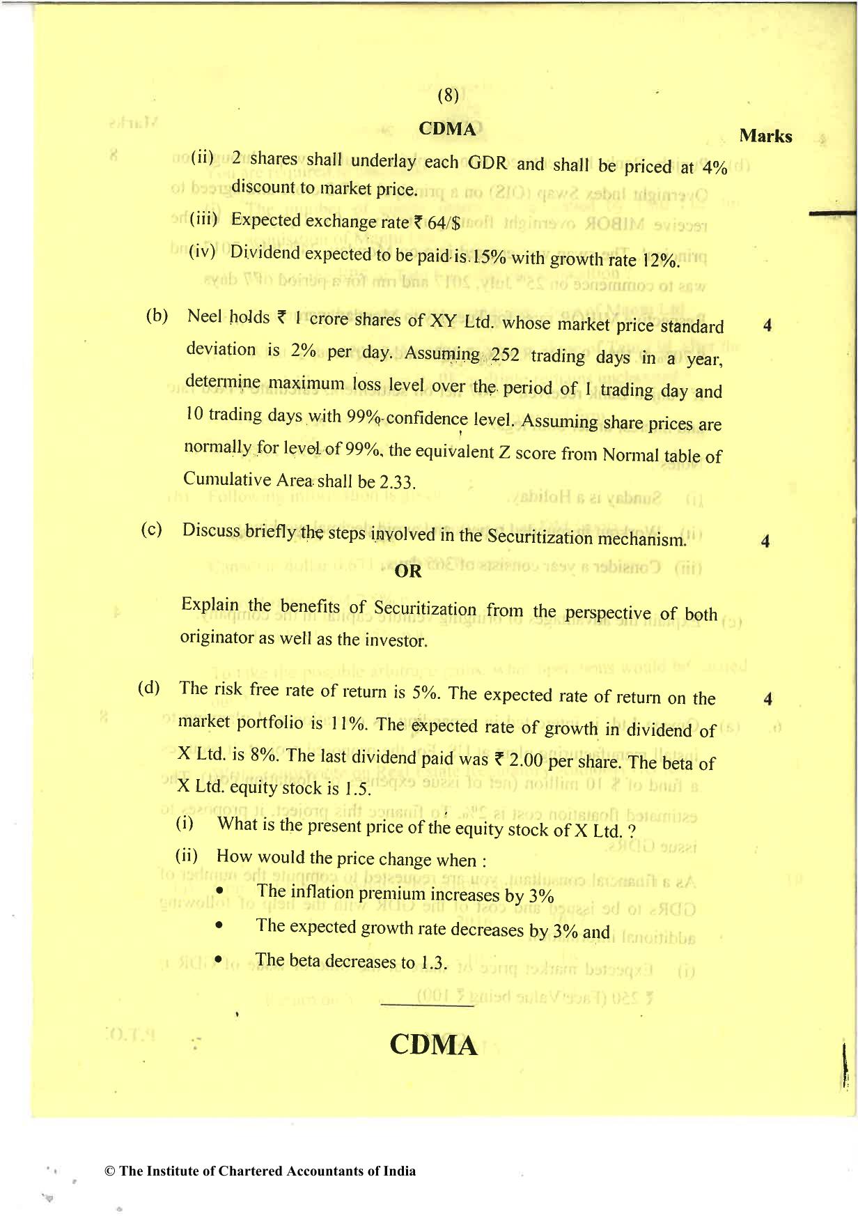 CA Final May 2018 Question Paper - Paper 2 – Strategic Financial Management - Page 8