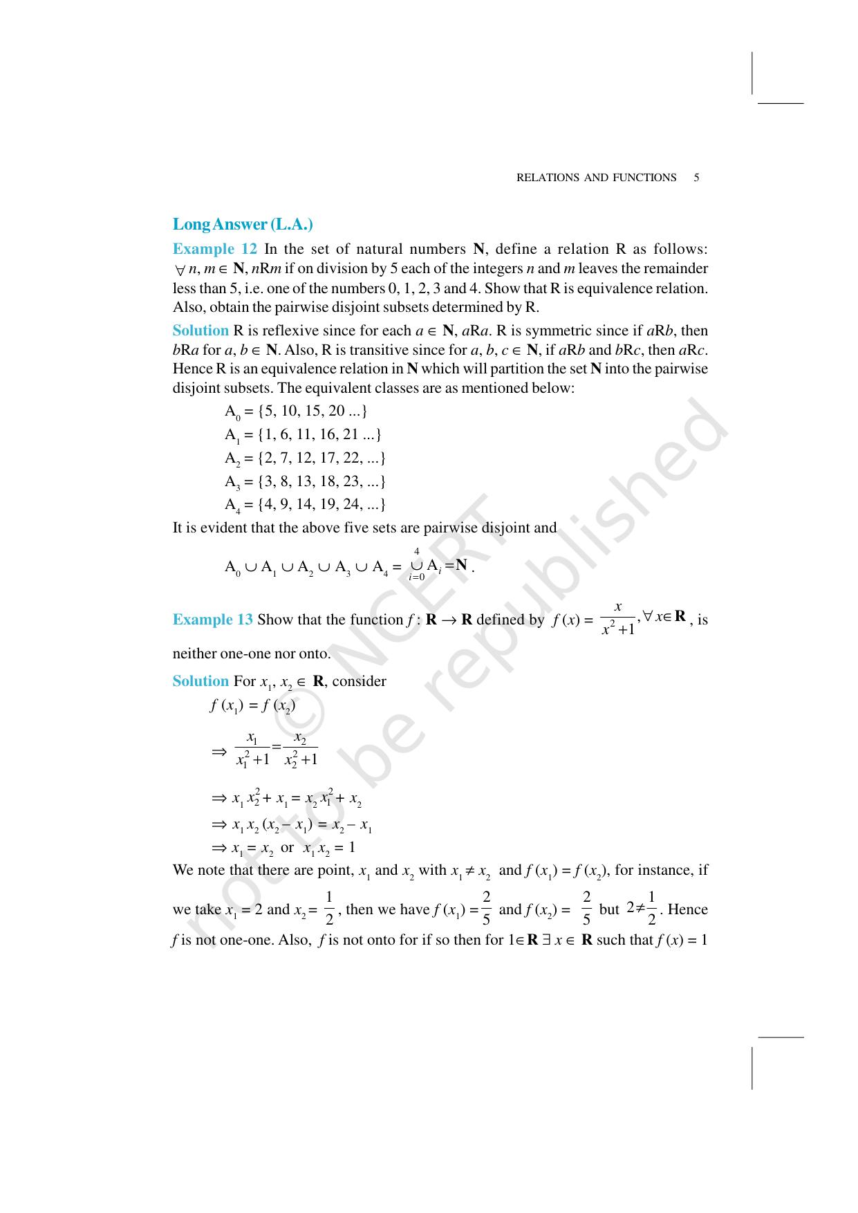 NCERT Exemplar Book for Class 12 Maths: Chapter 1 Relations and Functions - Page 5
