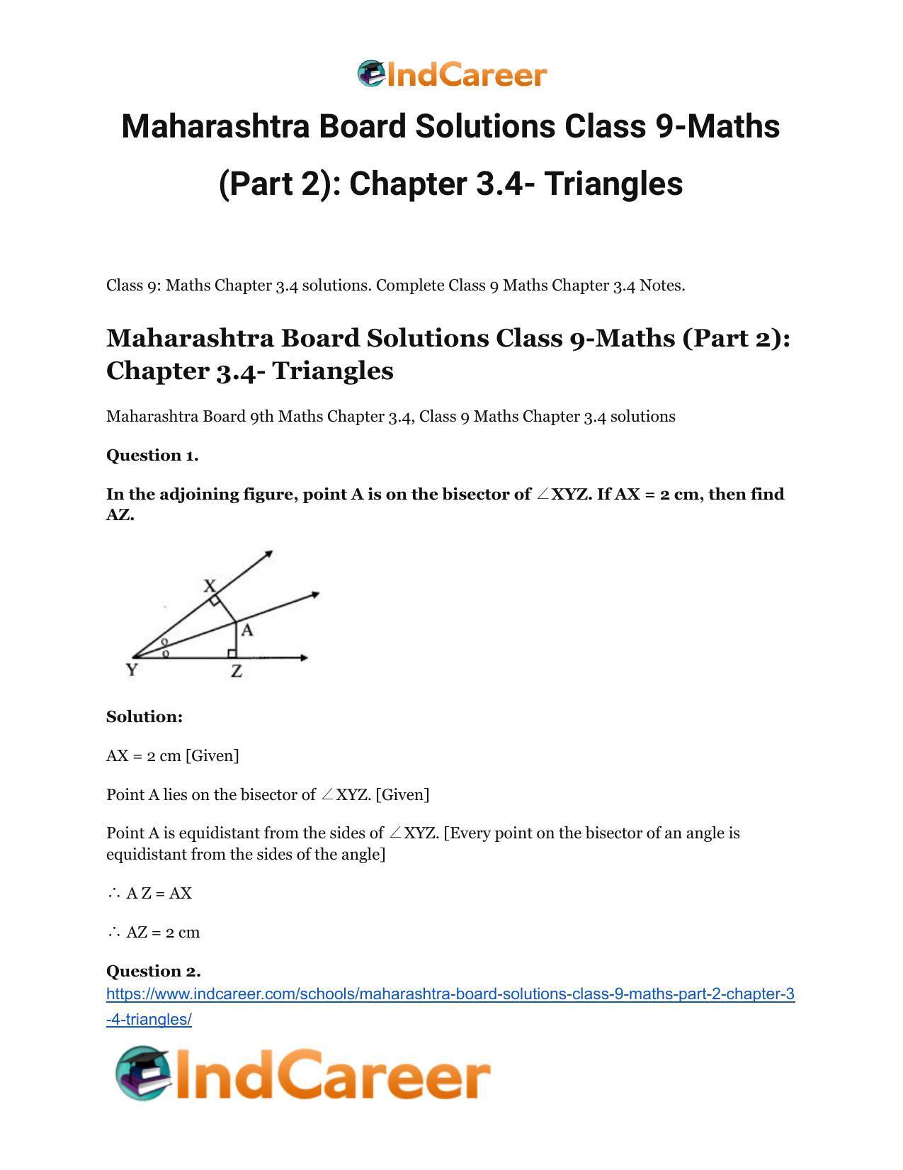 Maharashtra Board Solutions Class 9-Maths (Part 2): Chapter 3.4- Triangles - Page 2