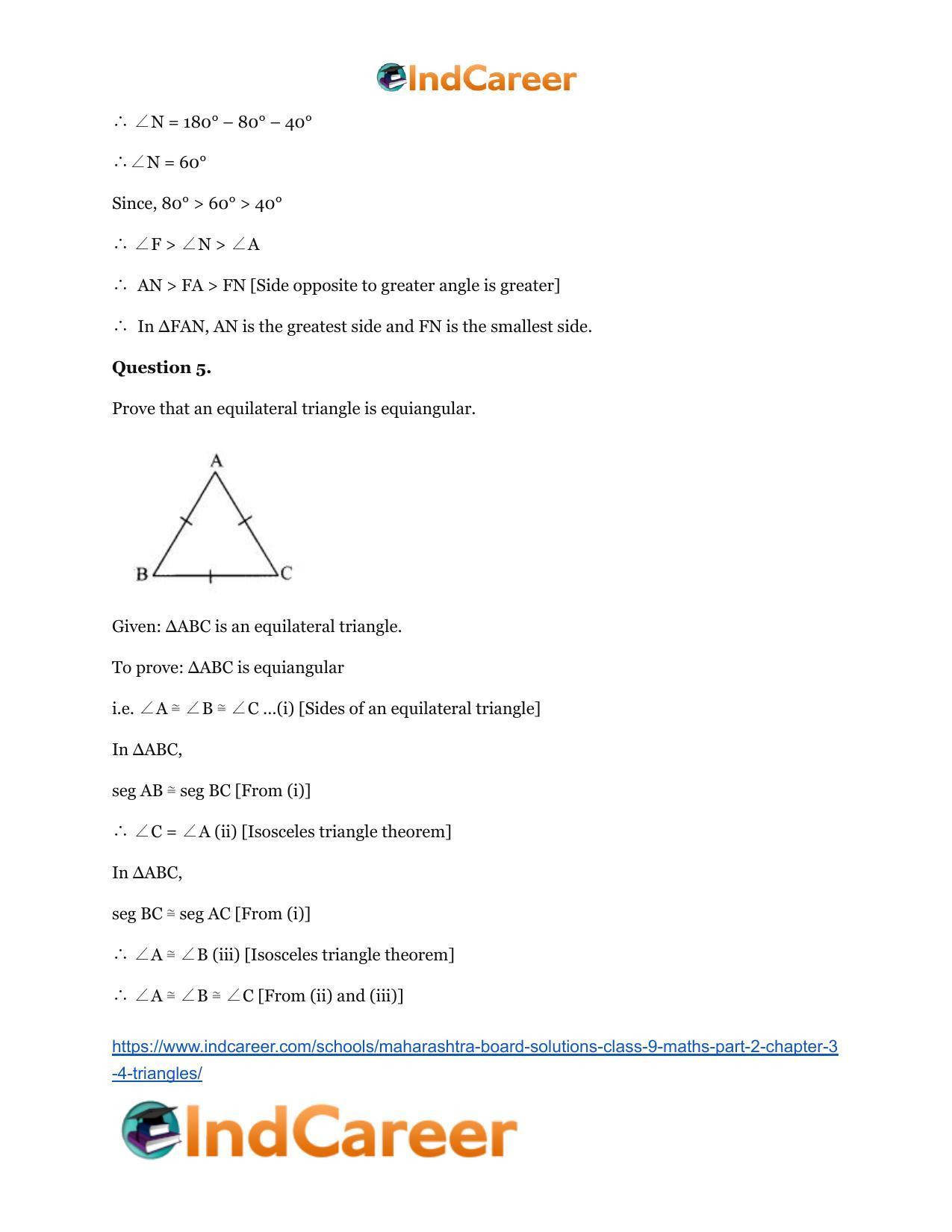 Maharashtra Board Solutions Class 9-Maths (Part 2): Chapter 3.4- Triangles - Page 5