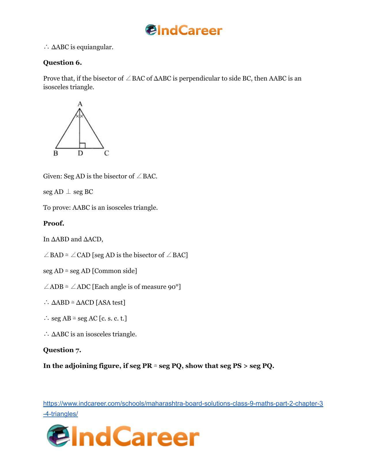 Maharashtra Board Solutions Class 9-Maths (Part 2): Chapter 3.4- Triangles - Page 6