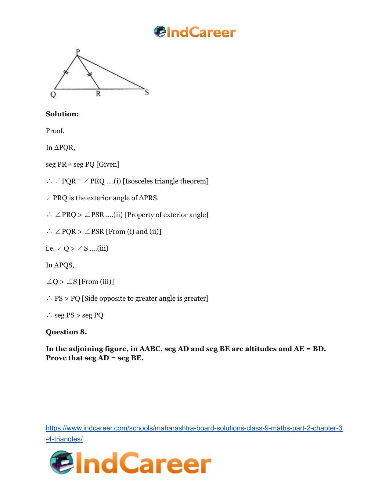 Maharashtra Board Solutions Class 9-Maths (Part 2): Chapter 3.4- Triangles - Page 7