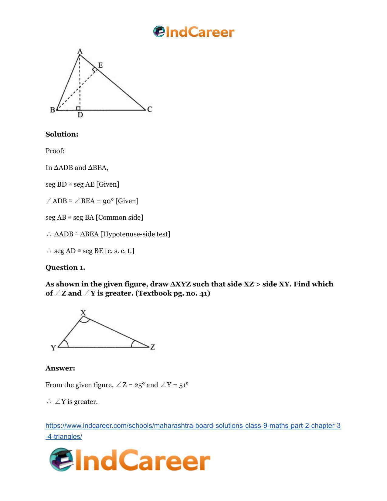 Maharashtra Board Solutions Class 9-Maths (Part 2): Chapter 3.4- Triangles - Page 8