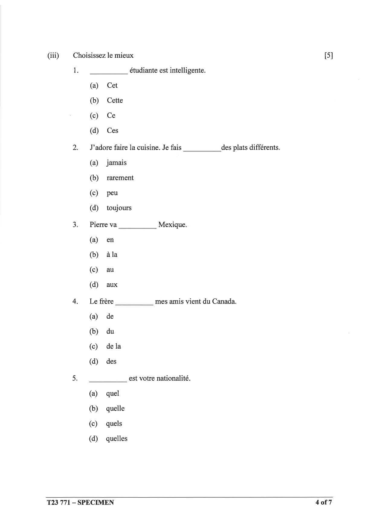 ICSE Class 10 French (Group 2) Sample Paper 2023 - Page 4
