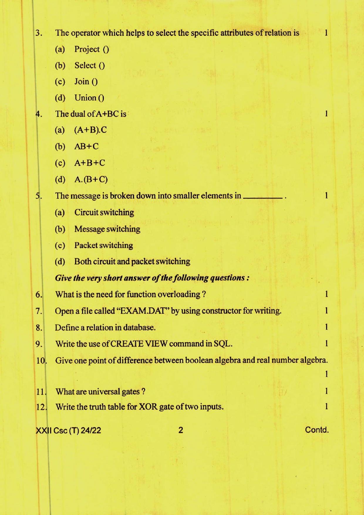 COHSEM 12th Question Papers 2022 Computer Science - Page 2