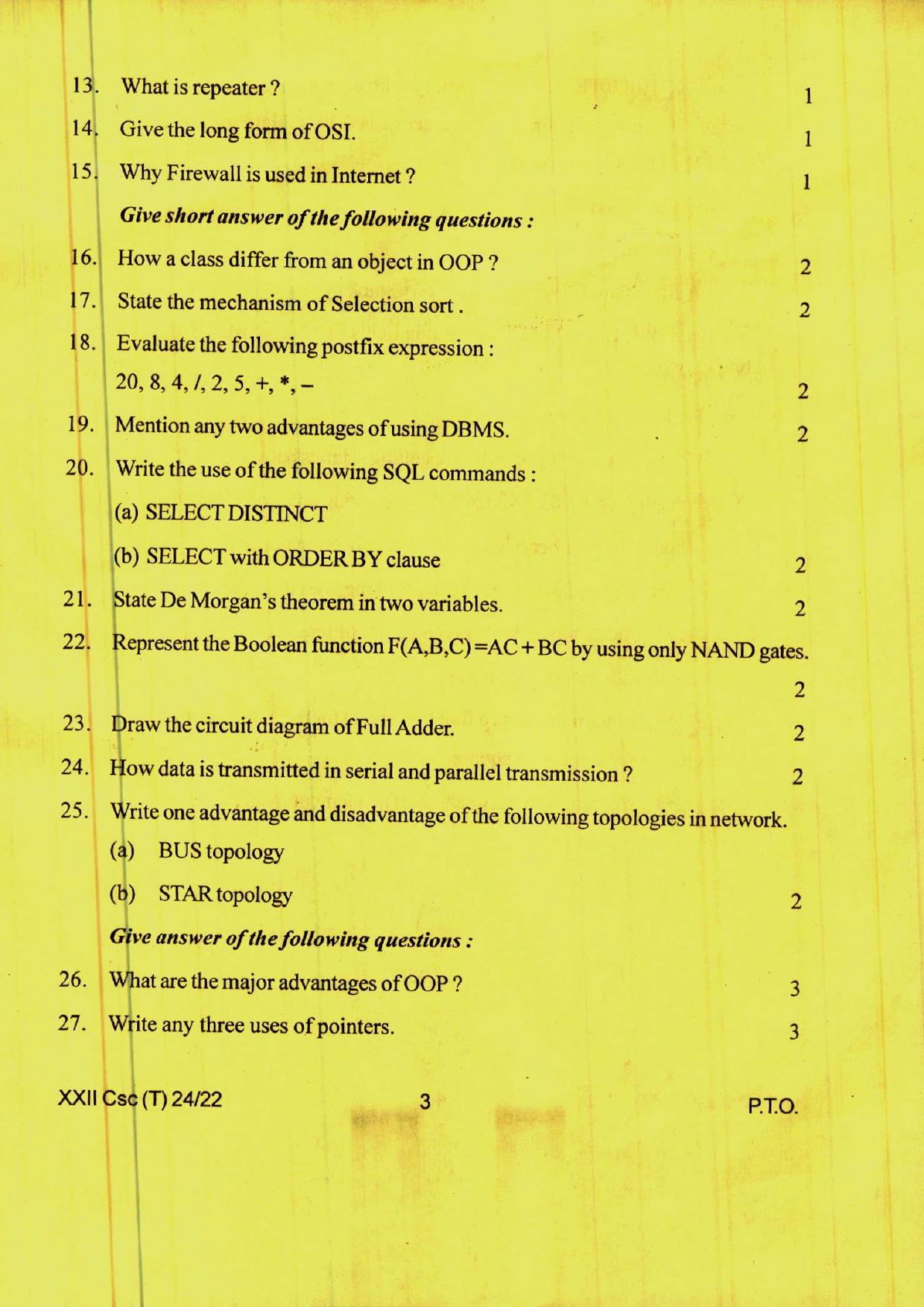 COHSEM 12th Question Papers 2022 Computer Science - Page 3