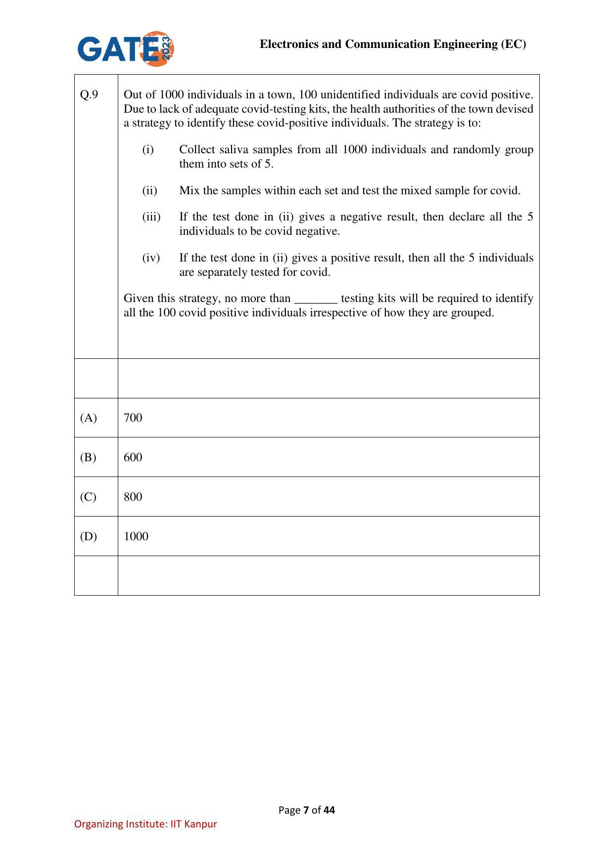 GATE 2023 Electronics and Communication Engineering (EC) Question Paper - Page 7