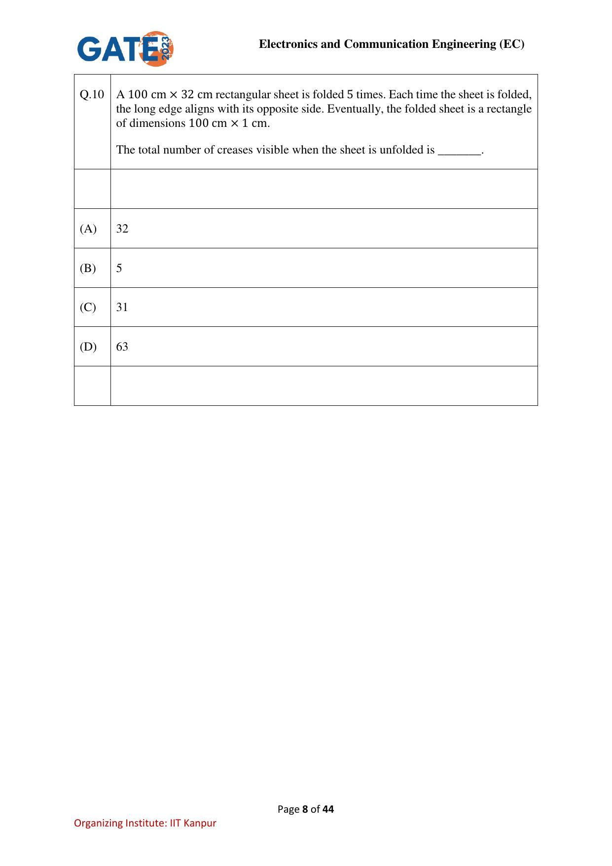 GATE 2023 Electronics and Communication Engineering (EC) Question Paper - Page 8
