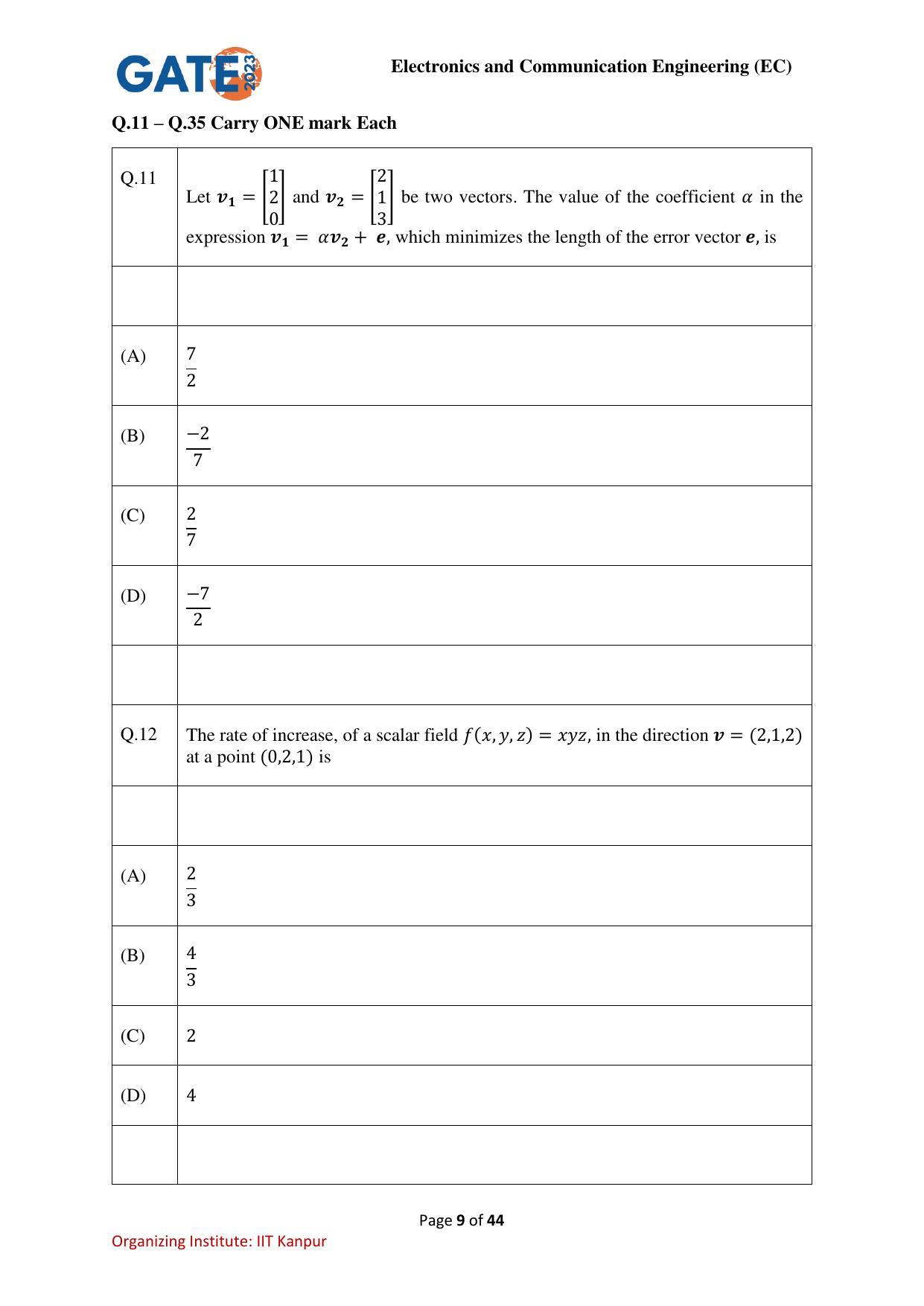 GATE 2023 Electronics and Communication Engineering (EC) Question Paper - Page 9