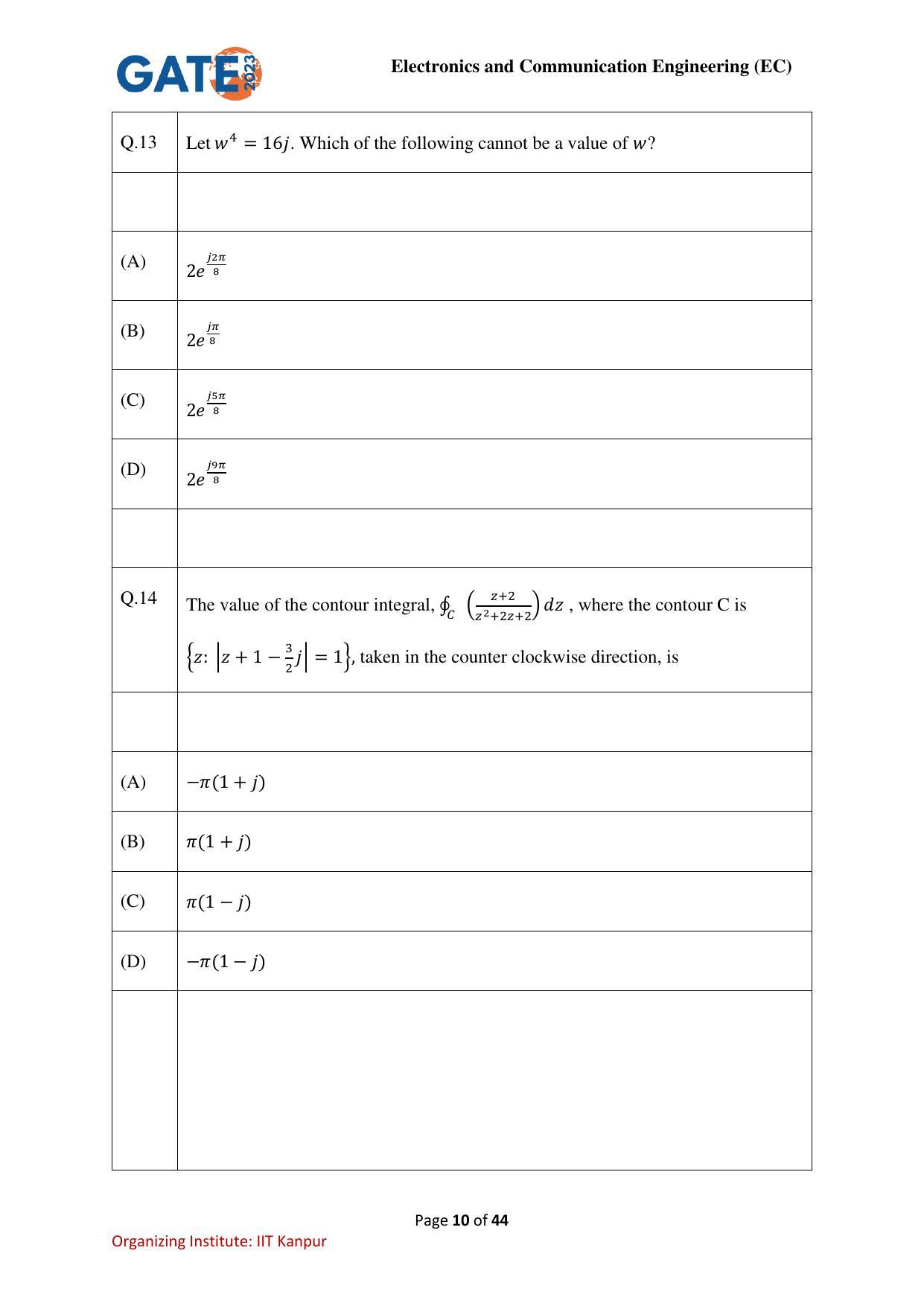 GATE 2023 Electronics and Communication Engineering (EC) Question Paper - Page 10