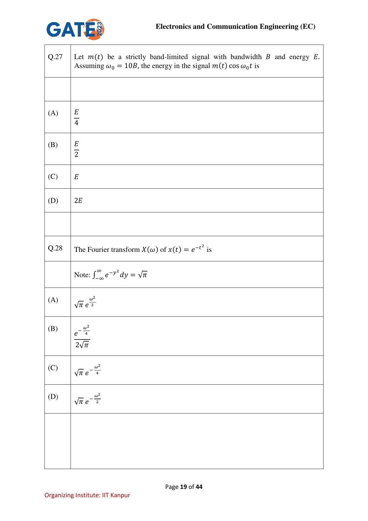 GATE 2023 Electronics and Communication Engineering (EC) Question Paper - Page 19