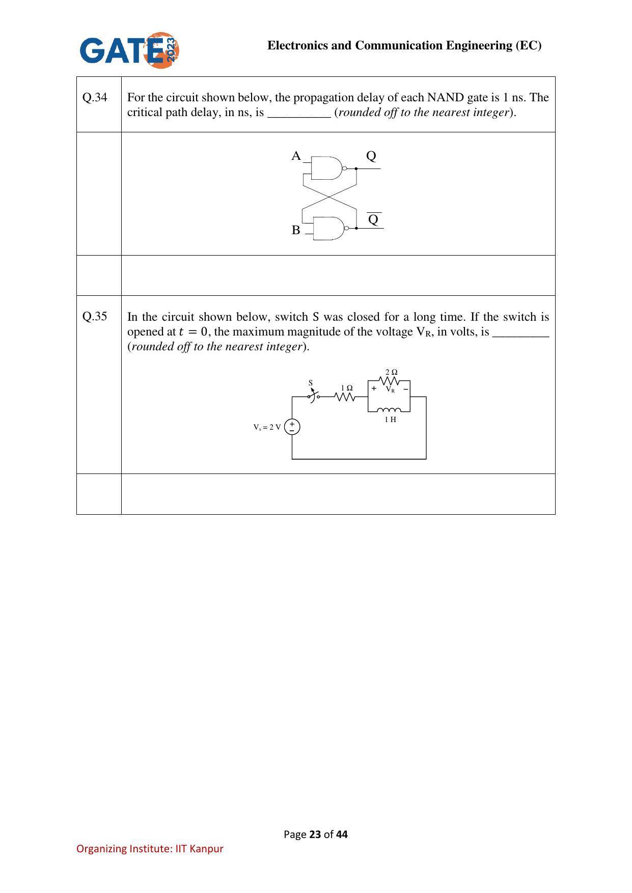 GATE 2023 Electronics and Communication Engineering (EC) Question Paper - Page 23