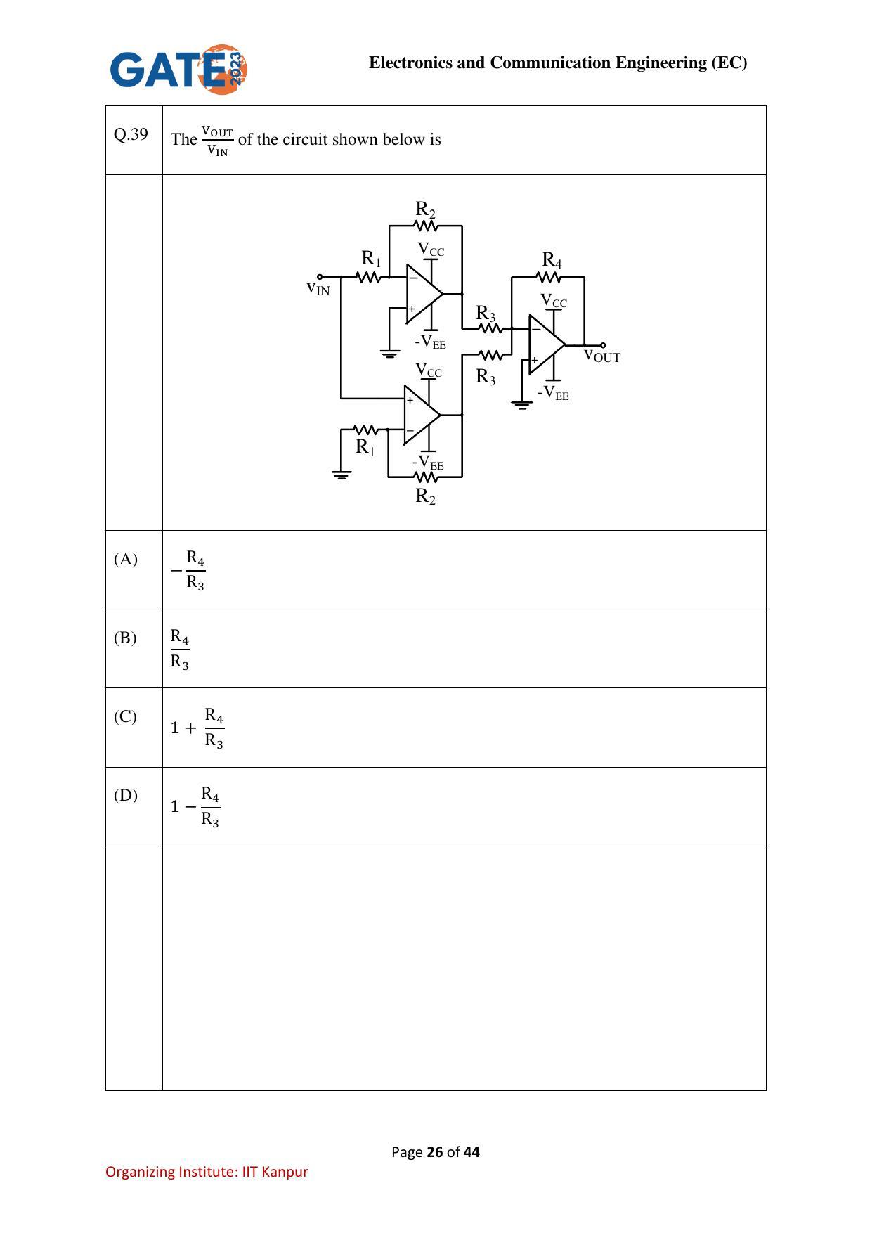 GATE 2023 Electronics and Communication Engineering (EC) Question Paper - Page 26