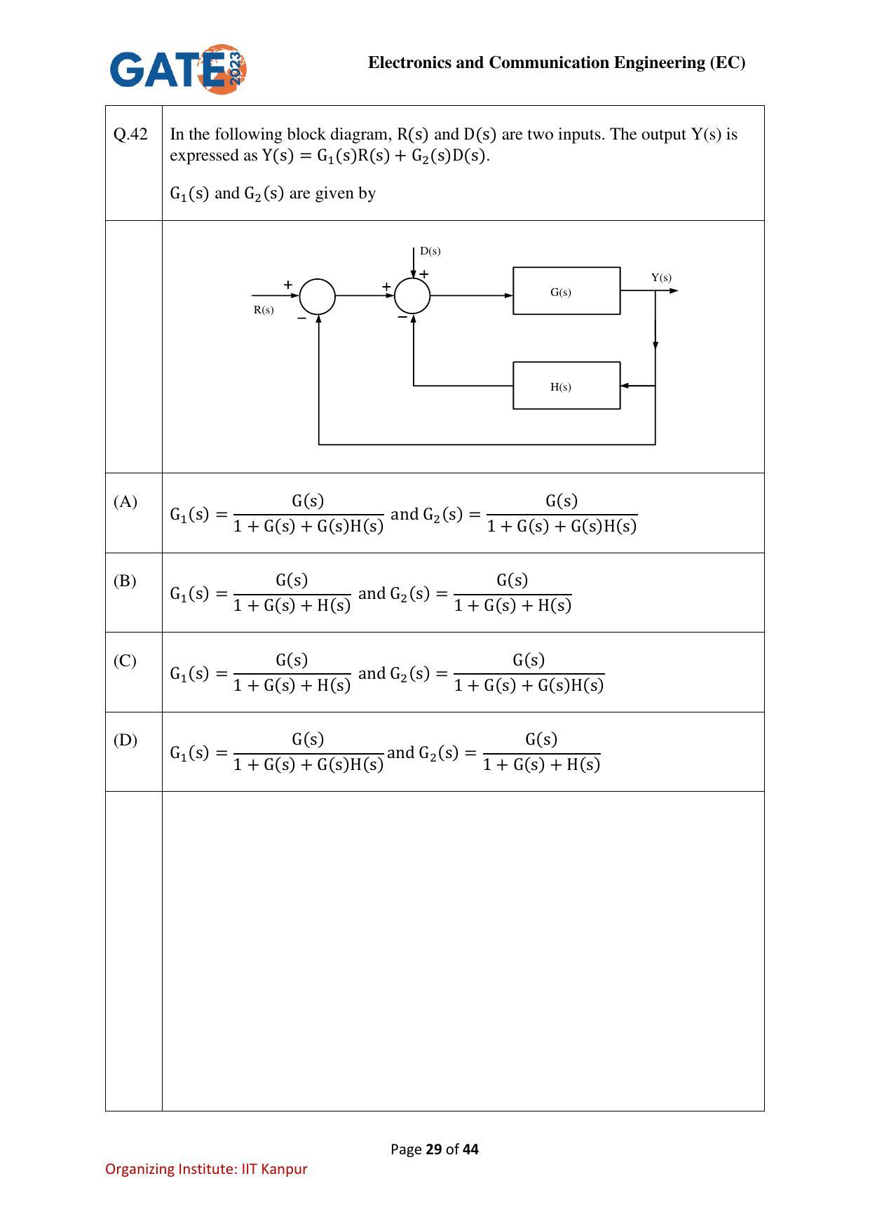 GATE 2023 Electronics and Communication Engineering (EC) Question Paper - Page 29