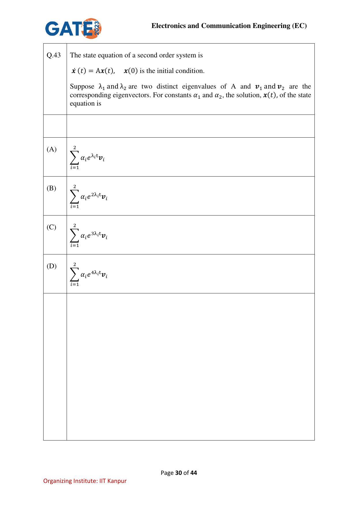 GATE 2023 Electronics and Communication Engineering (EC) Question Paper - Page 30