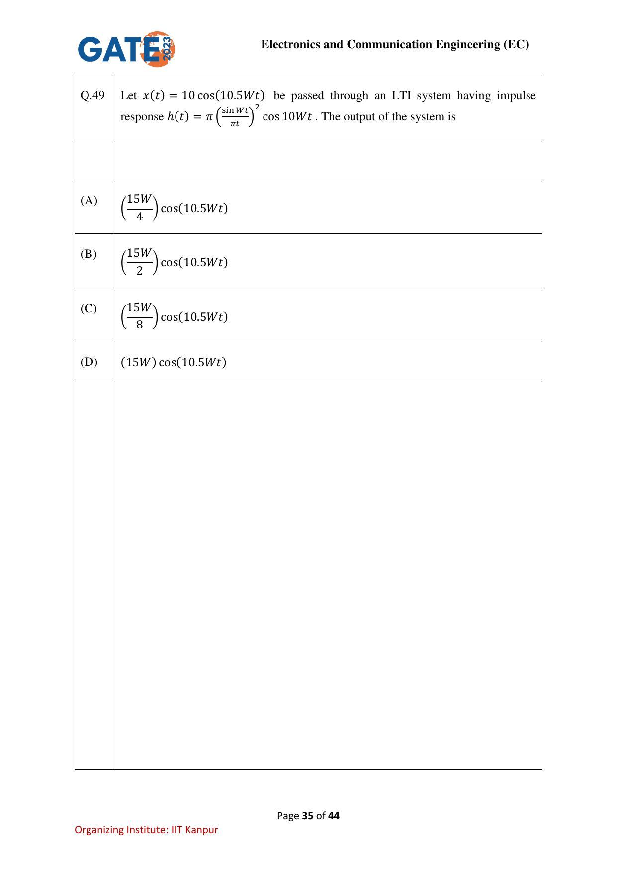 GATE 2023 Electronics and Communication Engineering (EC) Question Paper - Page 35