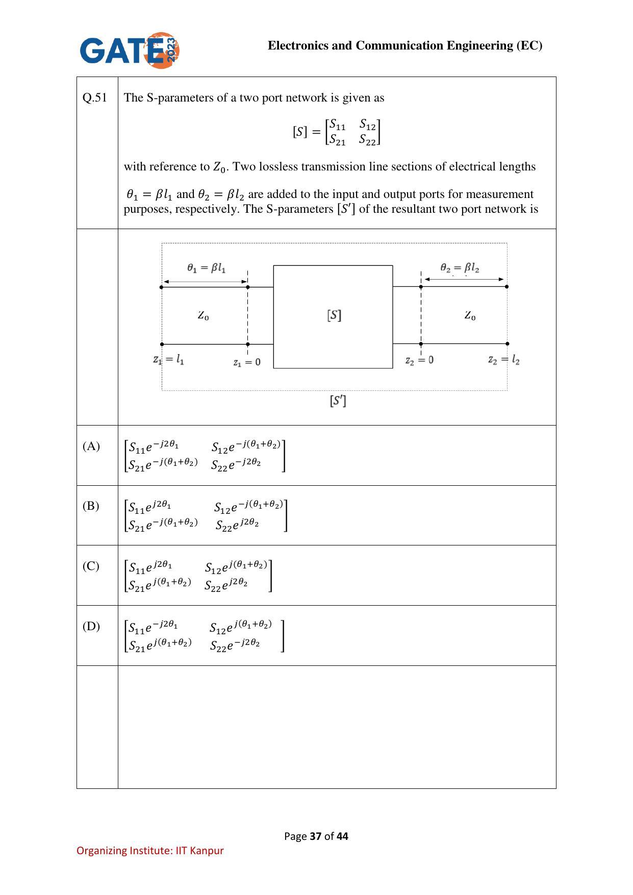 GATE 2023 Electronics and Communication Engineering (EC) Question Paper - Page 37
