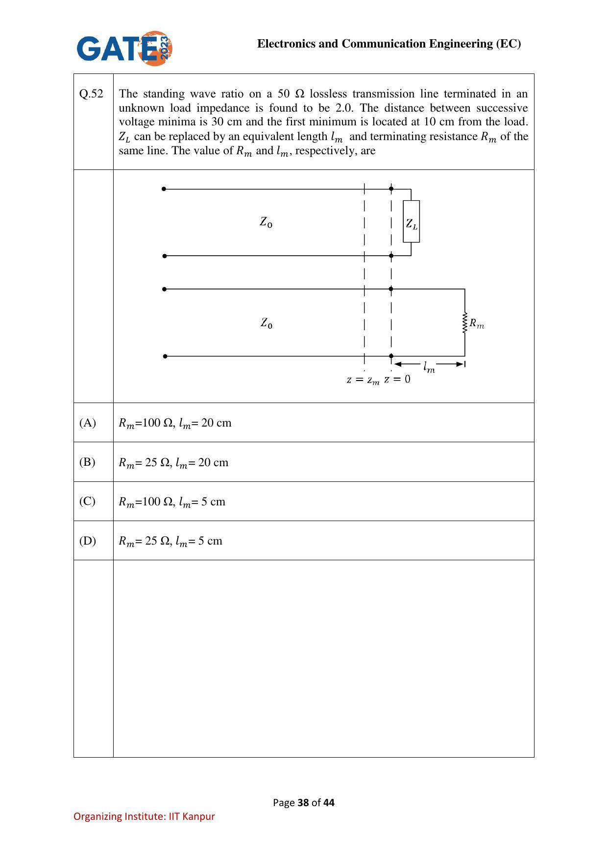 GATE 2023 Electronics and Communication Engineering (EC) Question Paper - Page 38