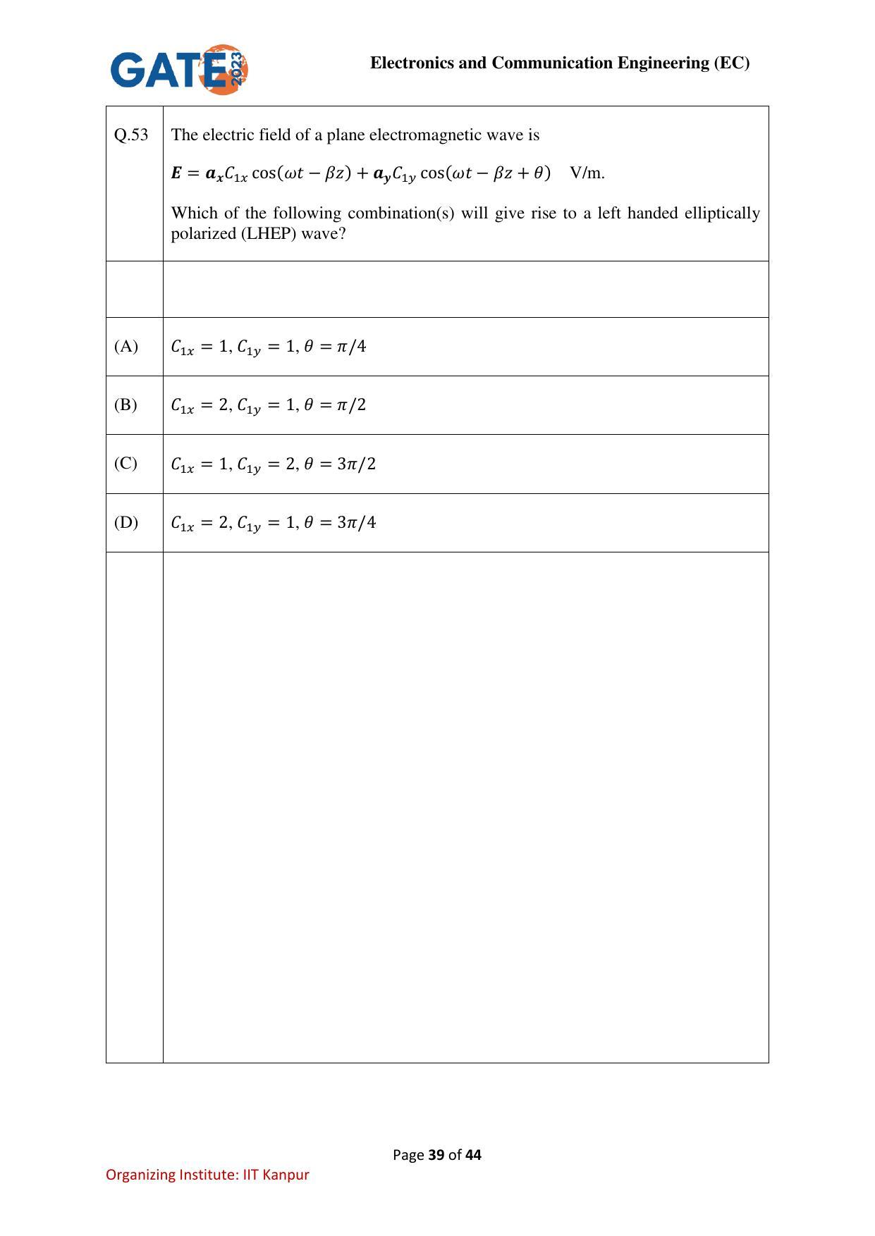 GATE 2023 Electronics and Communication Engineering (EC) Question Paper - Page 39