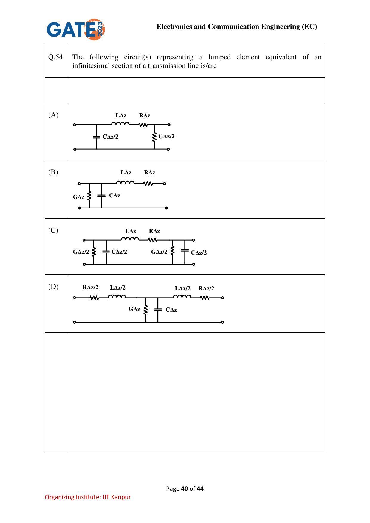 GATE 2023 Electronics and Communication Engineering (EC) Question Paper - Page 40