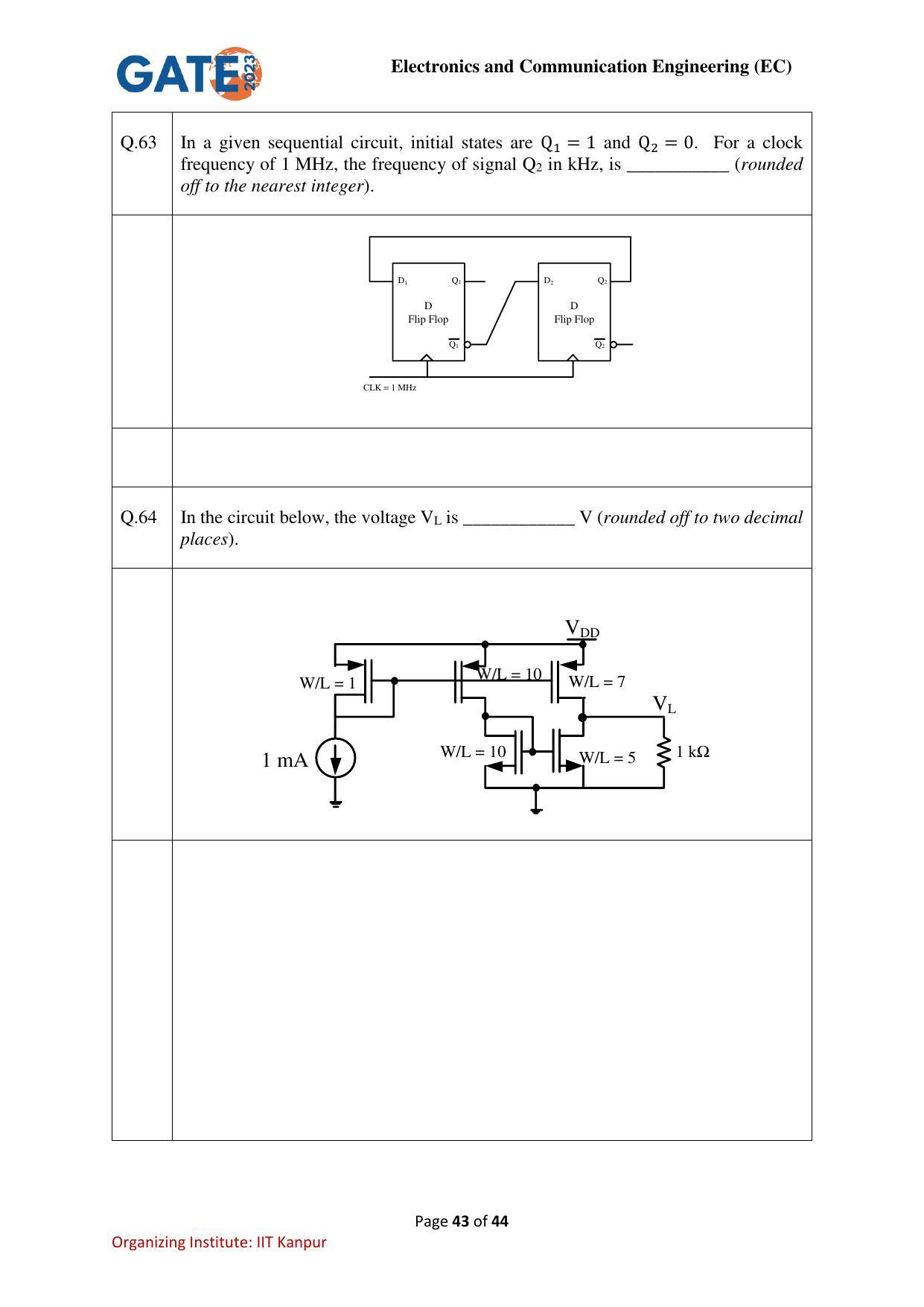 GATE 2023 Electronics and Communication Engineering (EC) Question Paper - Page 43