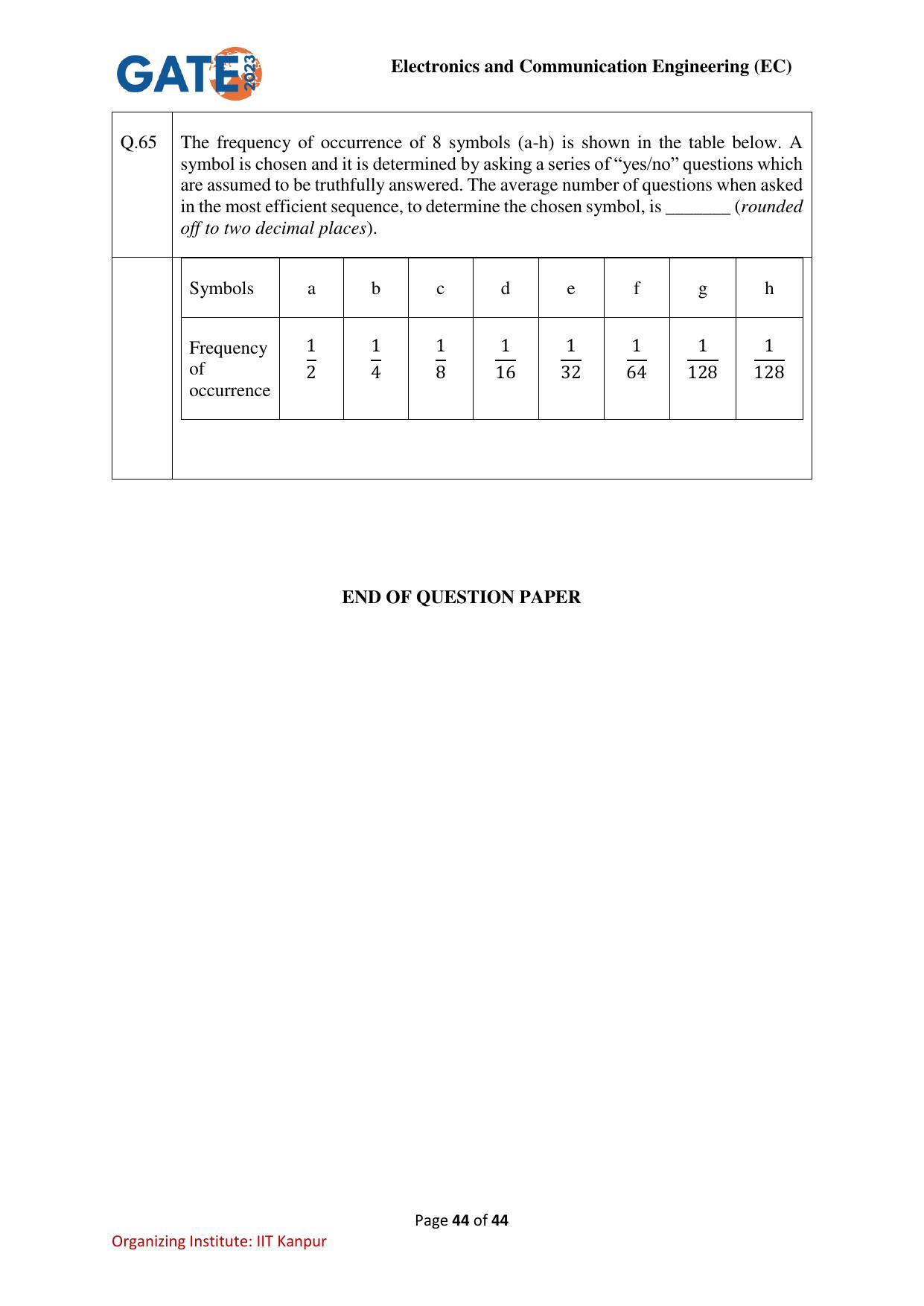 GATE 2023 Electronics and Communication Engineering (EC) Question Paper - Page 44