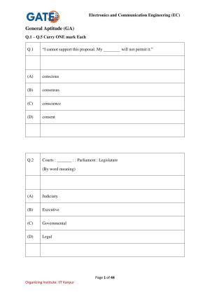 GATE 2023 Electronics and Communication Engineering (EC) Question Paper