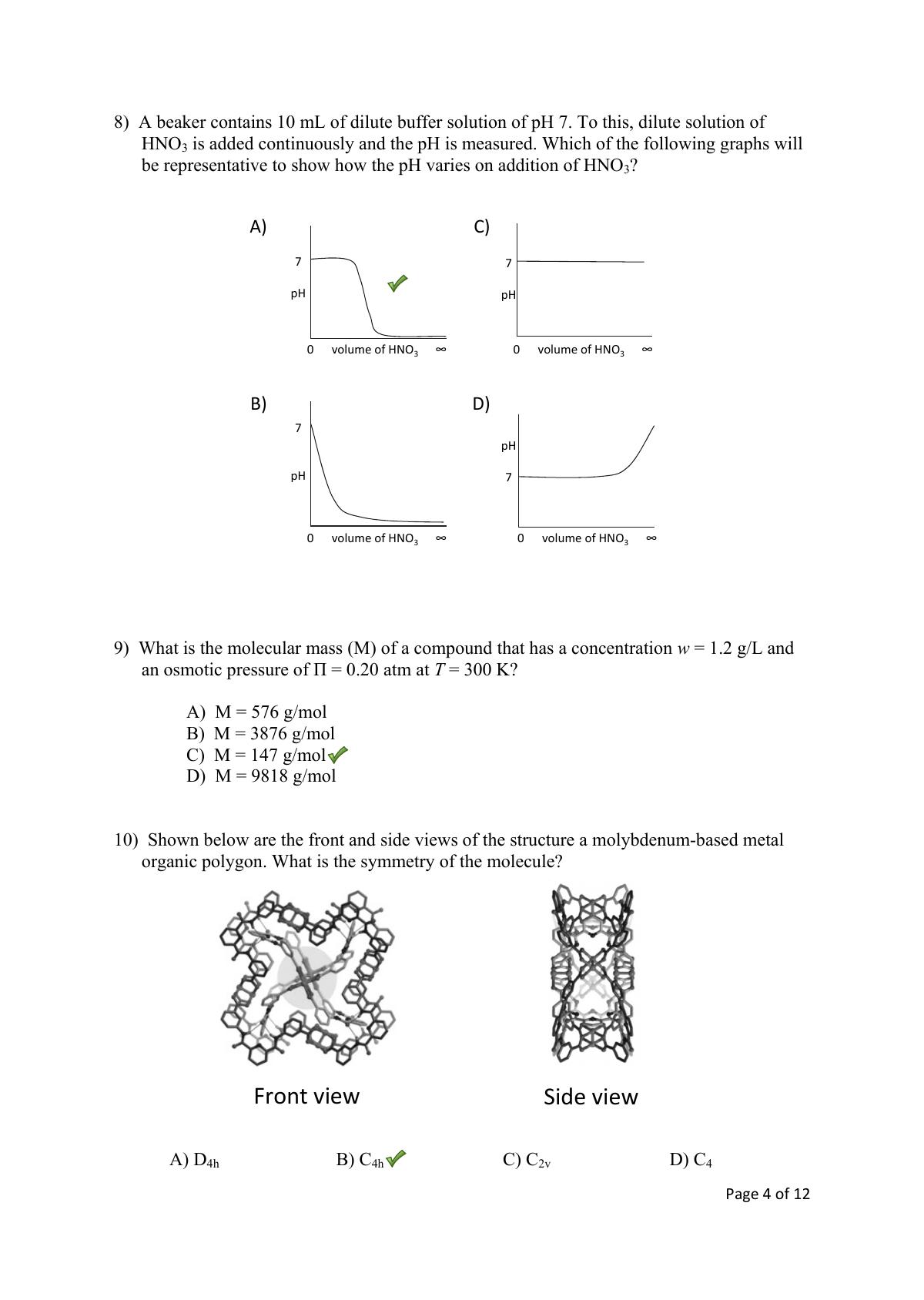 TIFR GS 2016 Chemistry X Question Paper - Page 4