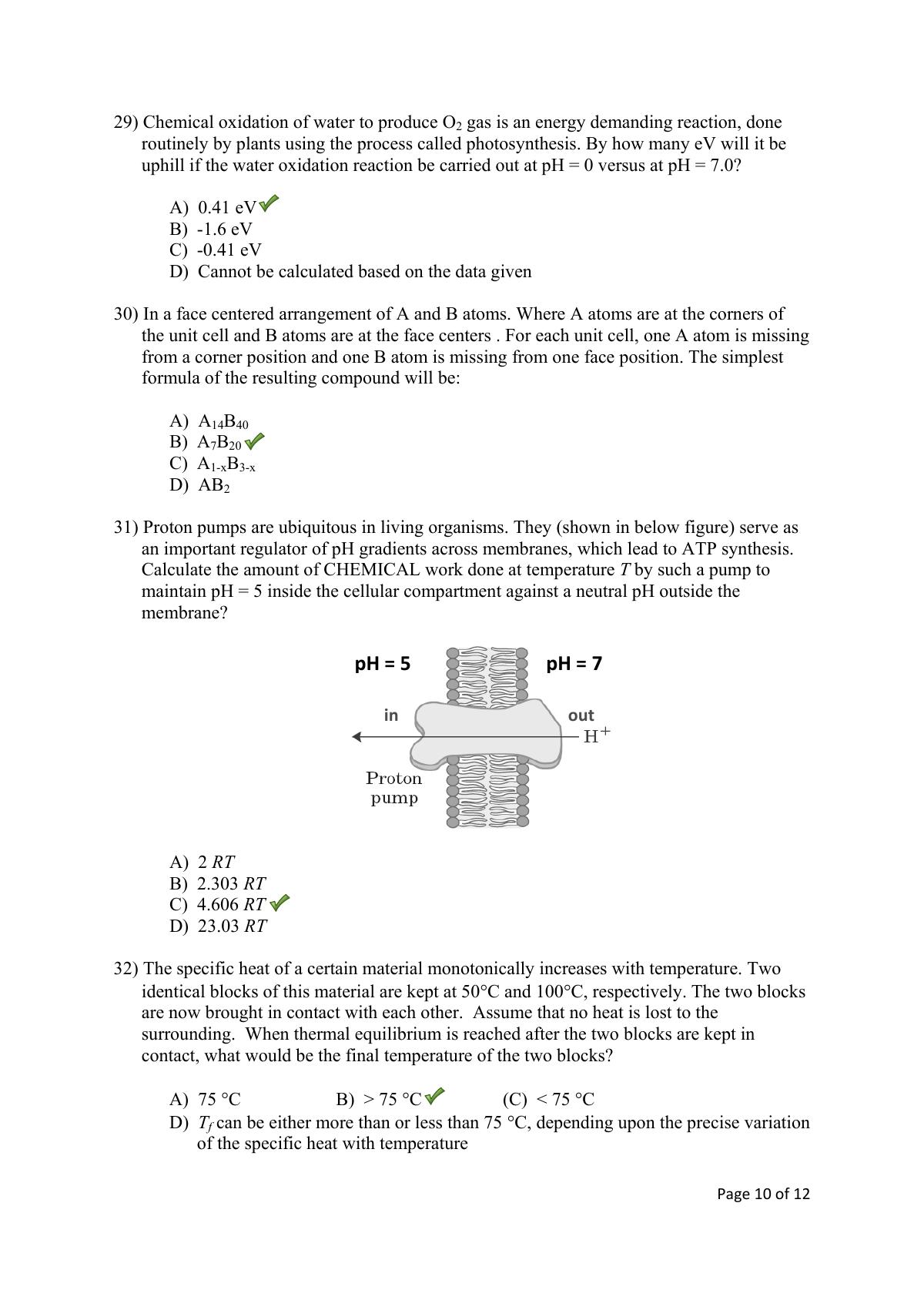TIFR GS 2016 Chemistry X Question Paper - Page 10