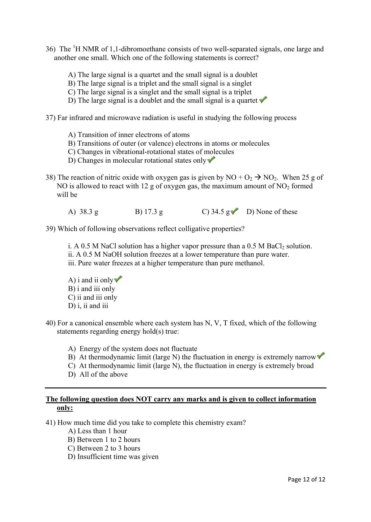 TIFR GS 2016 Chemistry X Question Paper - Page 12