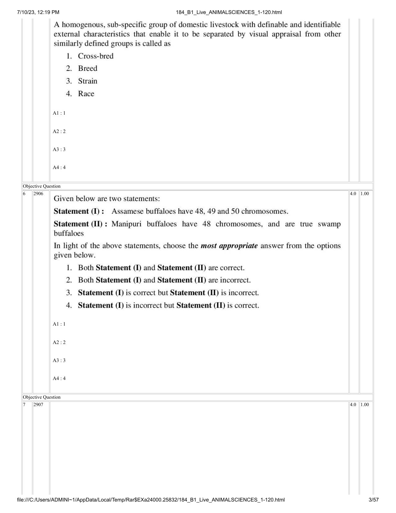 ICAR AIEEA PG 2023 ANIMAL SCIENCE Question Paper - Page 3