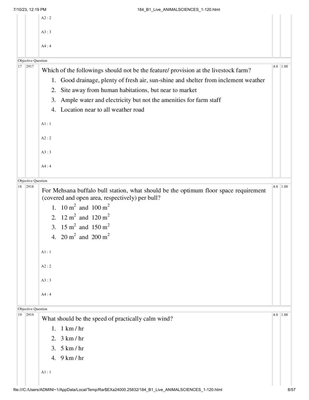 ICAR AIEEA PG 2023 ANIMAL SCIENCE Question Paper - Page 8