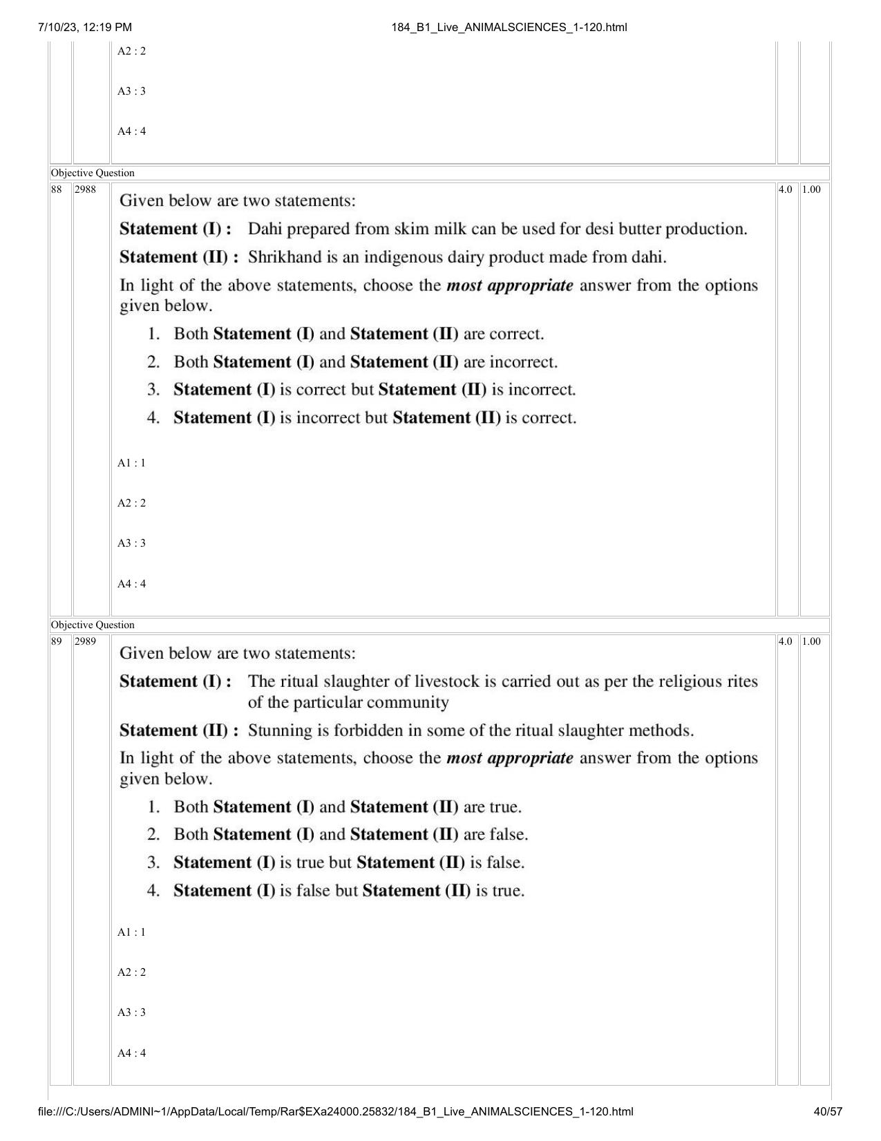 ICAR AIEEA PG 2023 ANIMAL SCIENCE Question Paper - Page 40