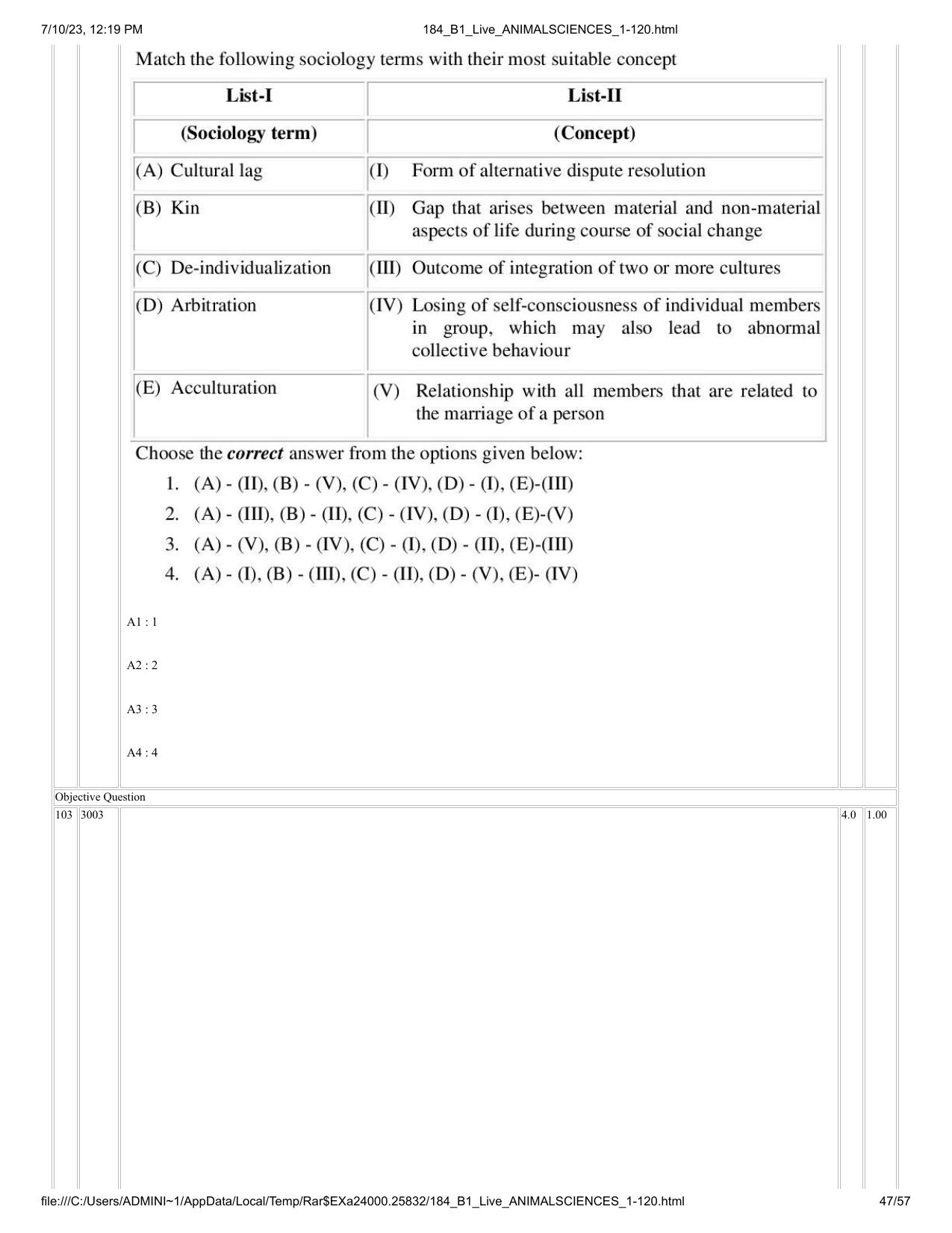 ICAR AIEEA PG 2023 ANIMAL SCIENCE Question Paper - Page 47