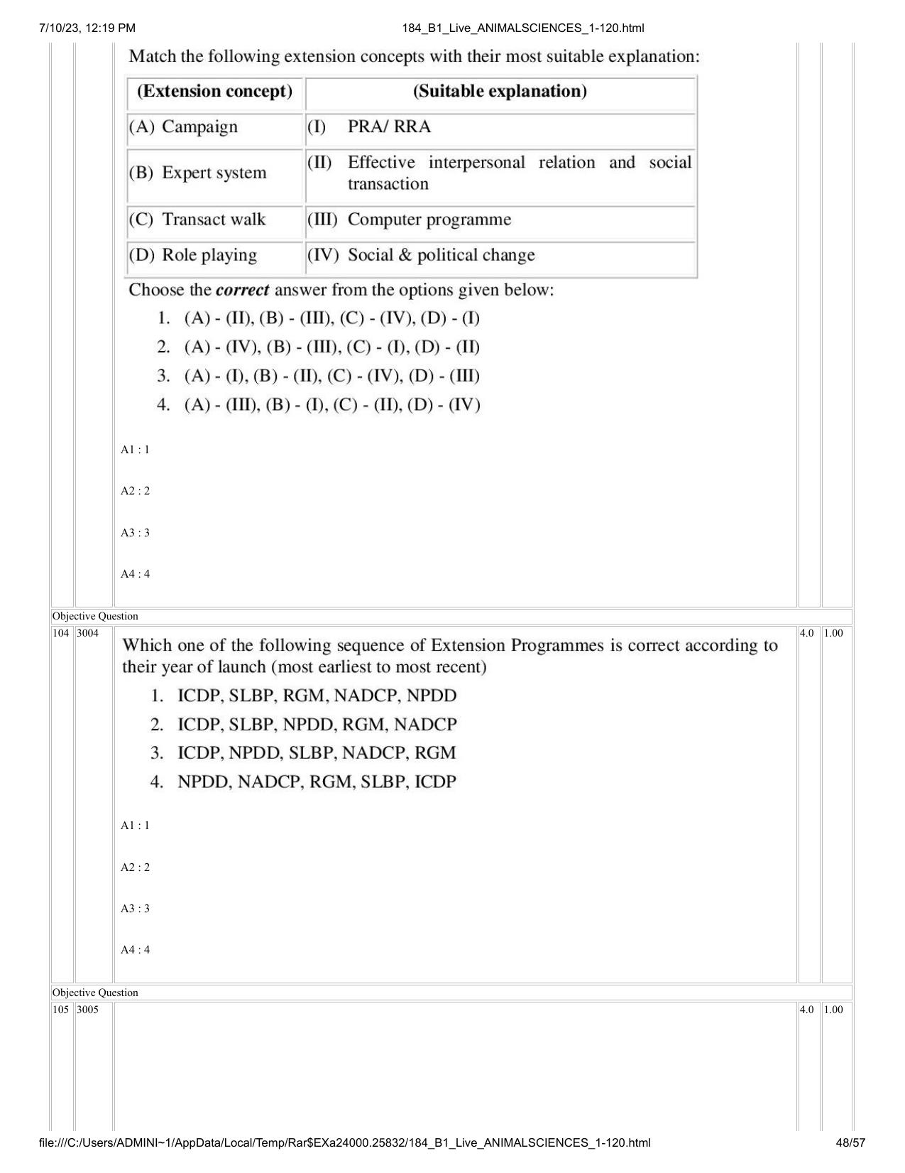 ICAR AIEEA PG 2023 ANIMAL SCIENCE Question Paper - Page 48