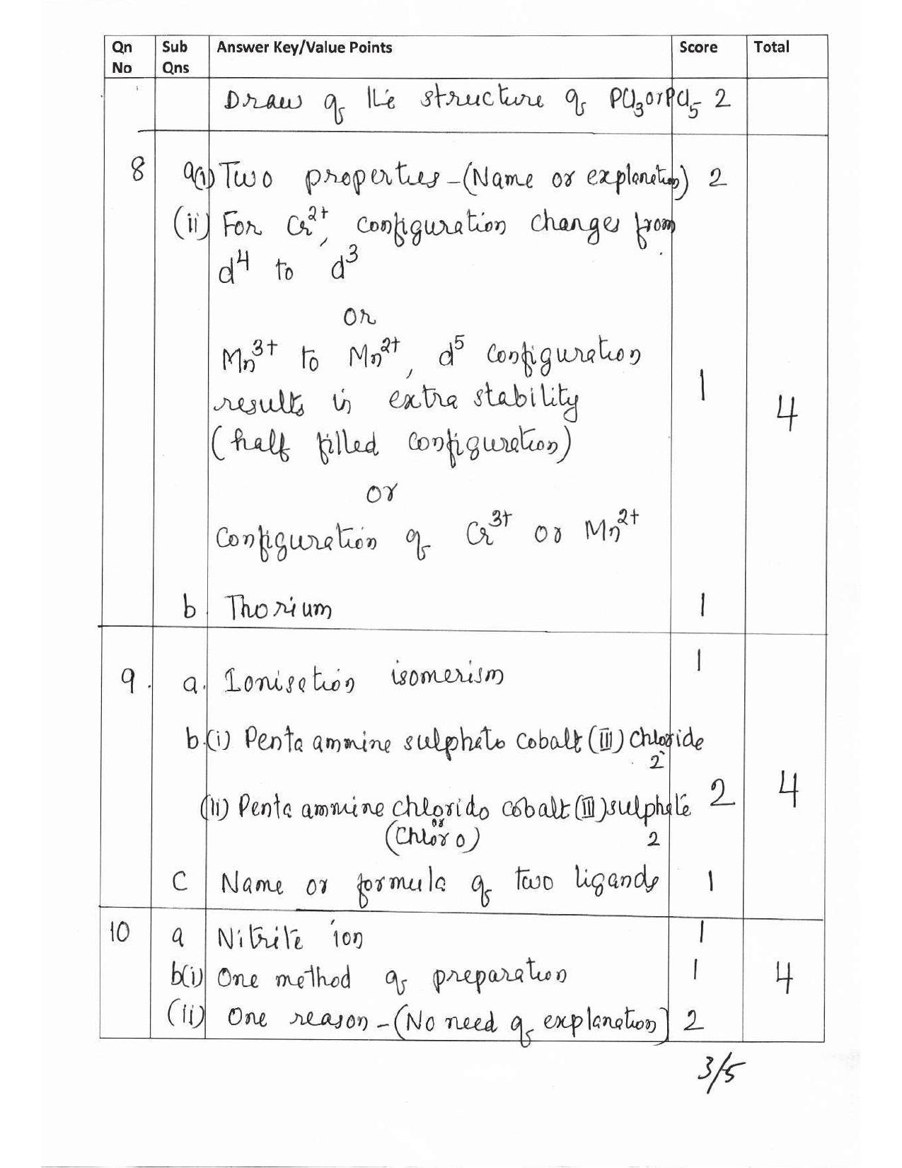 Kerala Plus Two 2017 Chemistry Answer Key - Page 3