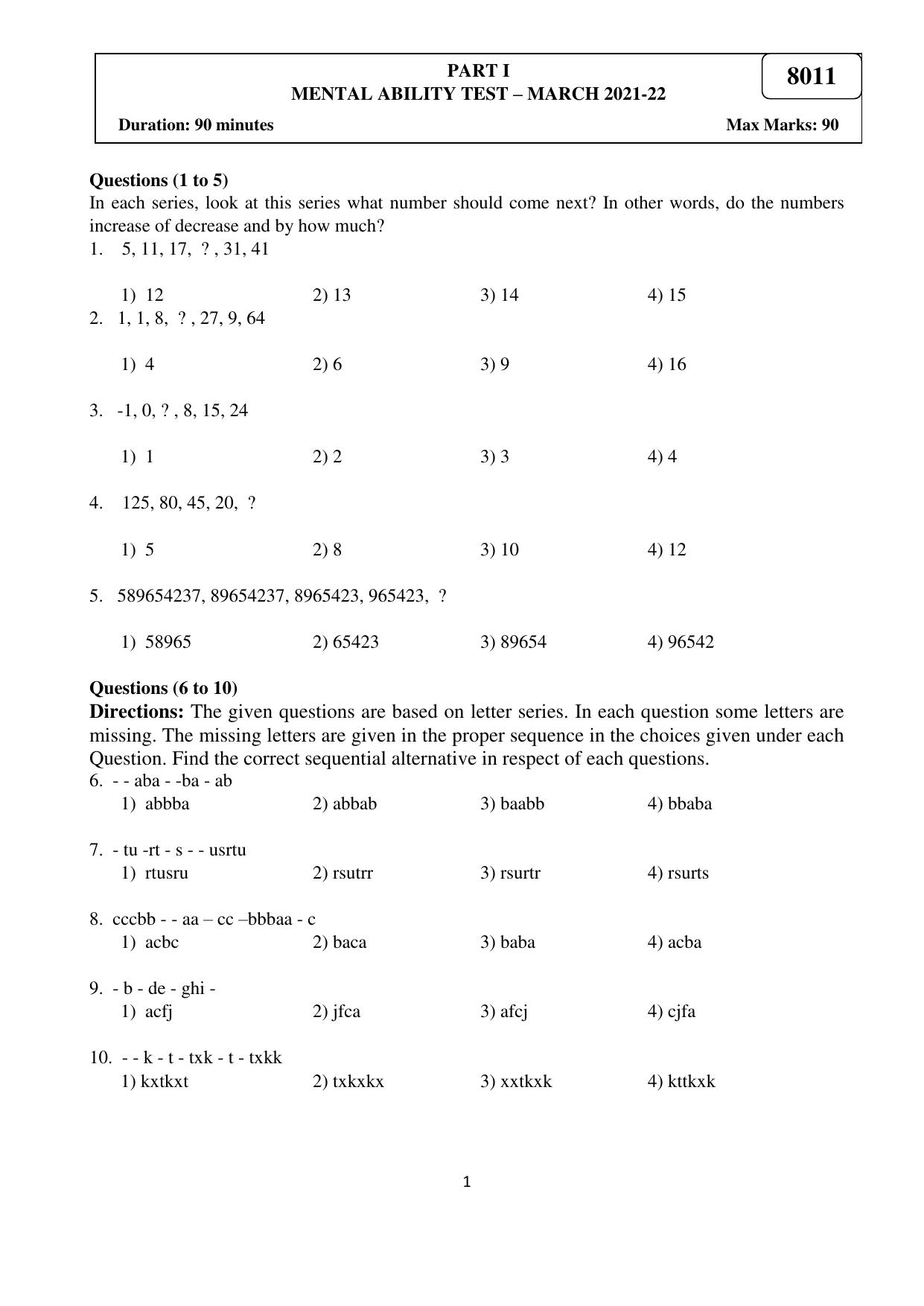 Puducherry NMMS 2021 Question Paper - Page 2
