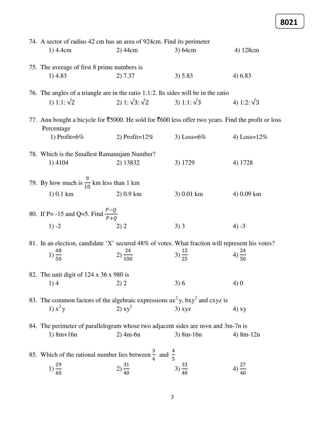 Puducherry NMMS 2021 Question Paper - Page 22