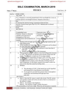 Kerala SSLC 2019 Physics Answer Key (EM)