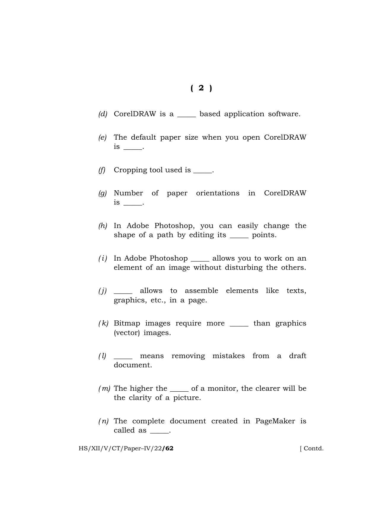 Meghalaya Board (MBOSE) Class 12   (HS-XII-V-CT-Paper-IV-22) 2022 Question Paper - Page 2