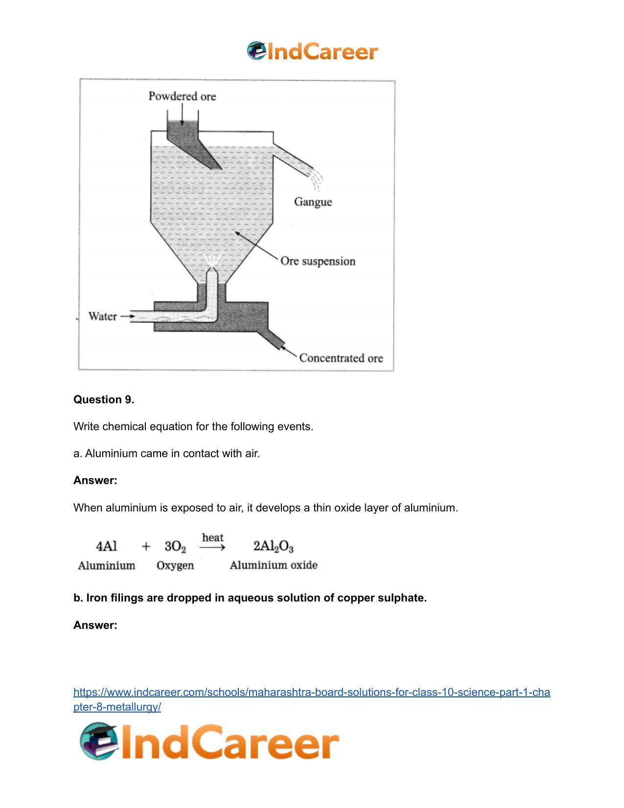 Maharashtra Board Solutions for Class 10- Science (Part 1): Chapter 8- Metallurgy - Page 10