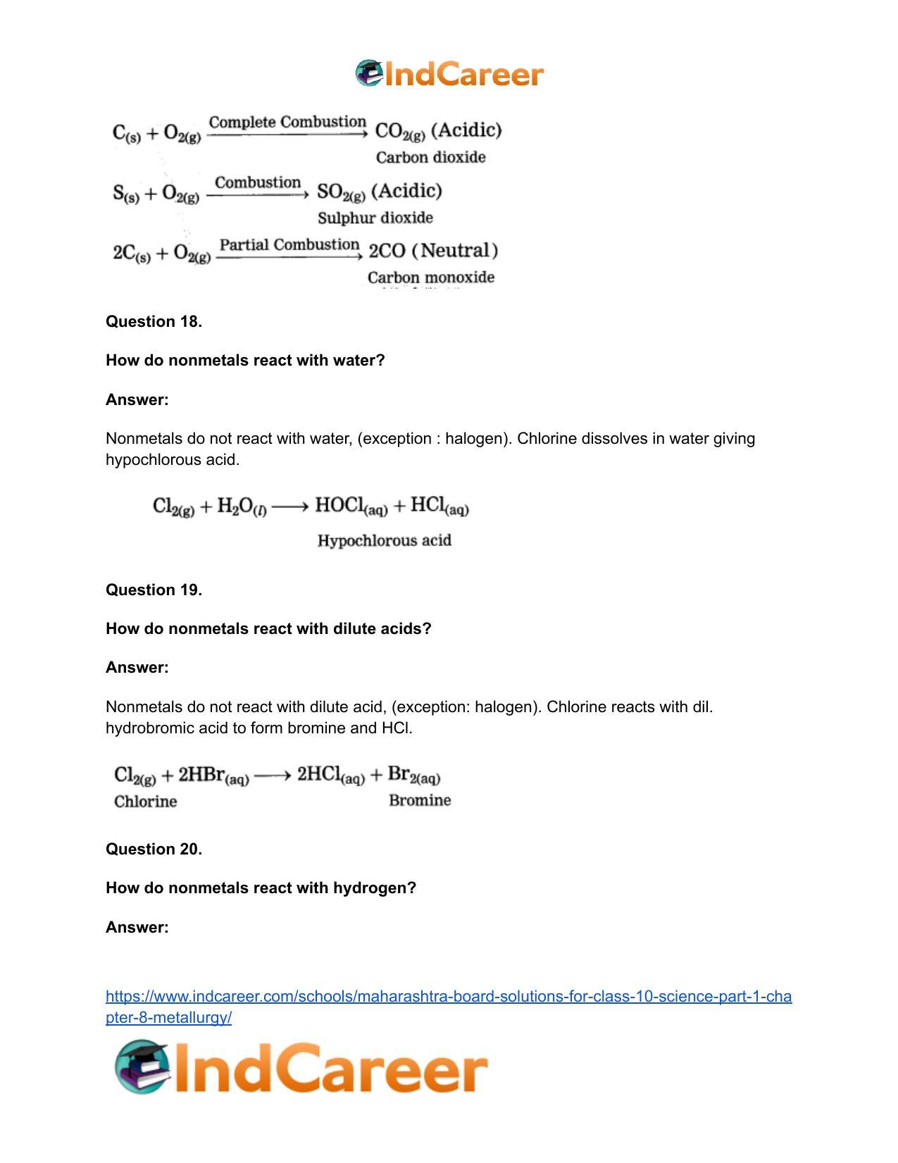Maharashtra Board Solutions for Class 10- Science (Part 1): Chapter 8- Metallurgy - Page 58