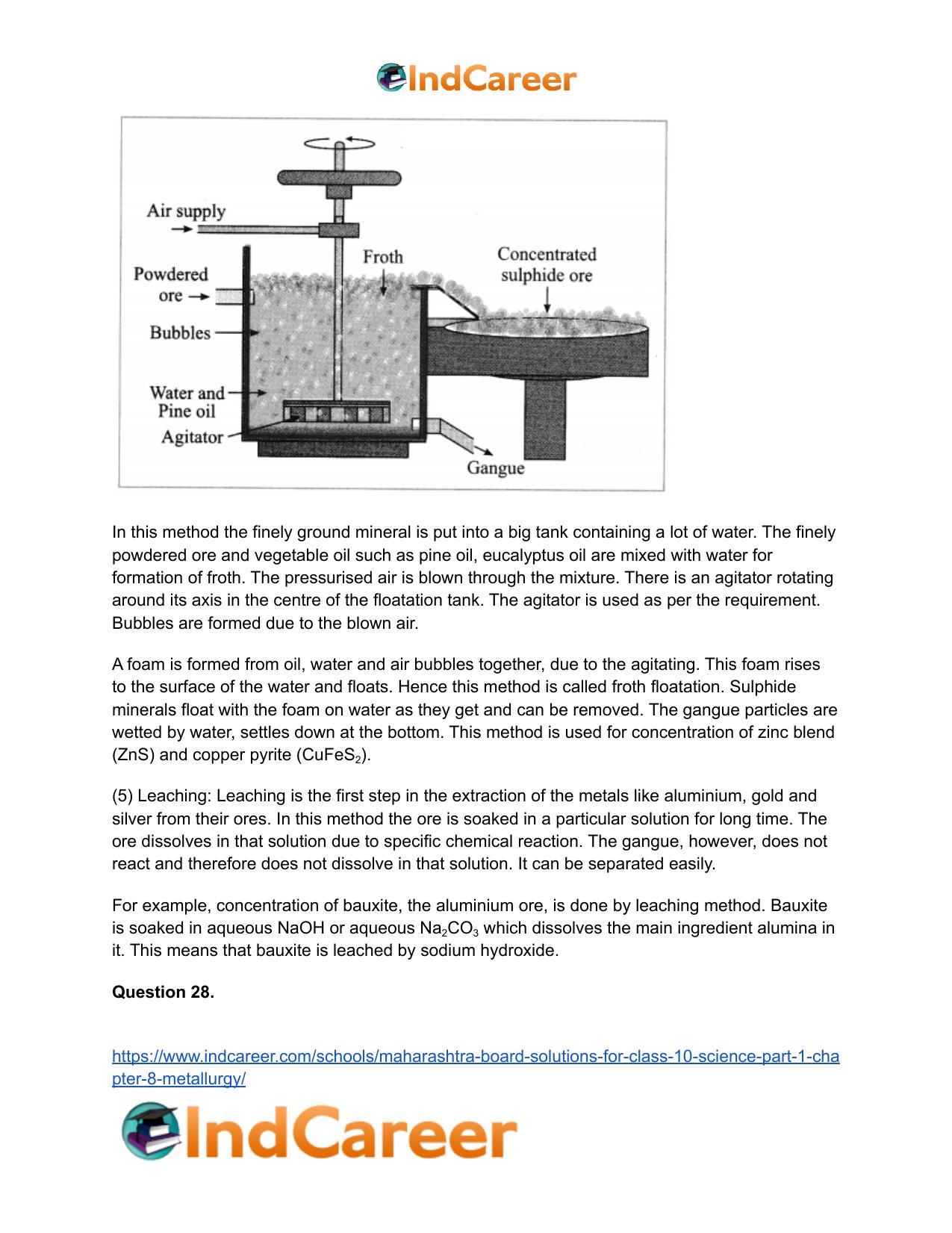 Maharashtra Board Solutions for Class 10- Science (Part 1): Chapter 8- Metallurgy - Page 65