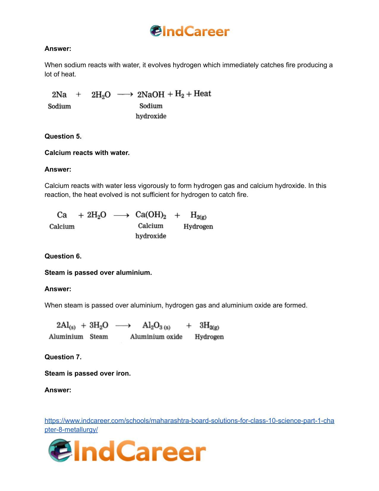 Maharashtra Board Solutions for Class 10- Science (Part 1): Chapter 8- Metallurgy - Page 88