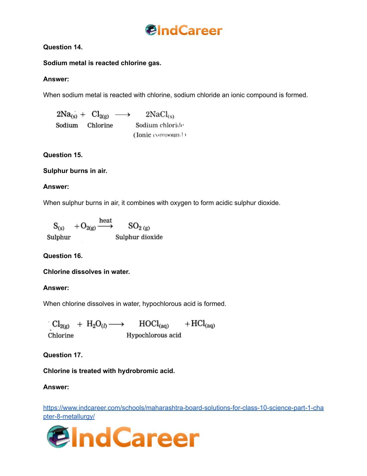 Maharashtra Board Solutions for Class 10- Science (Part 1): Chapter 8- Metallurgy - Page 91